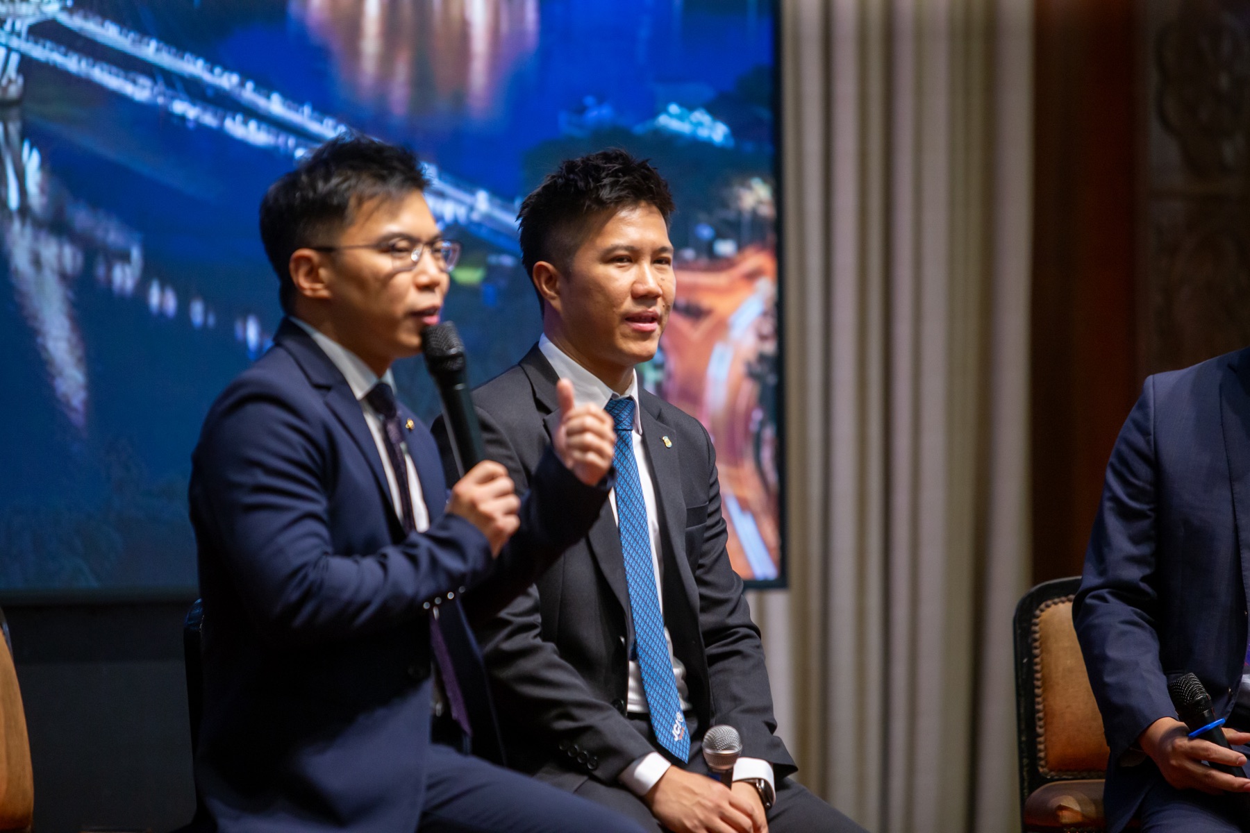 A speaker contributing during a leadership panel